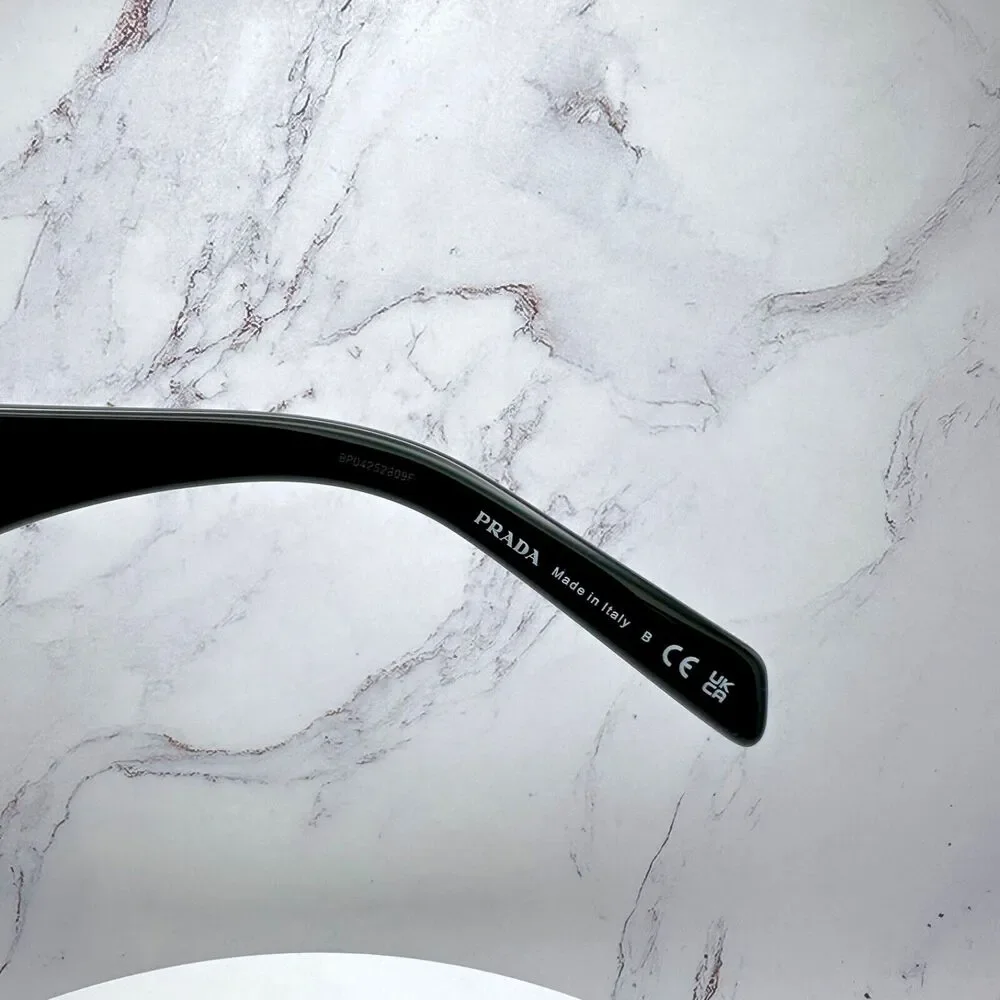 New Prada Sunglasses Black Square Oversized Triangle Plaque Logo Authentic